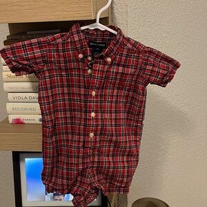 Polo Ralph Lauren Red Plaid Baby Play Suit
